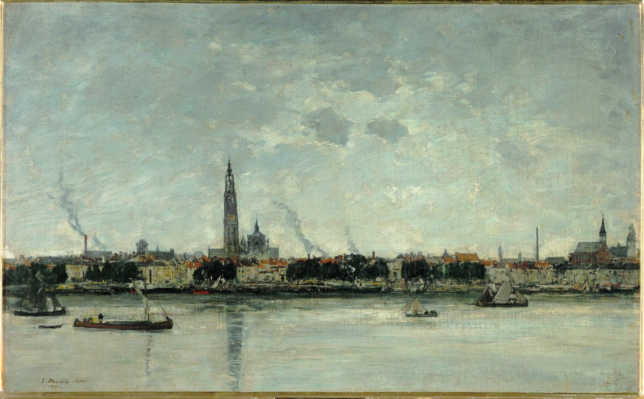 Pohled na Antverpy od Eugene Louis Boudin