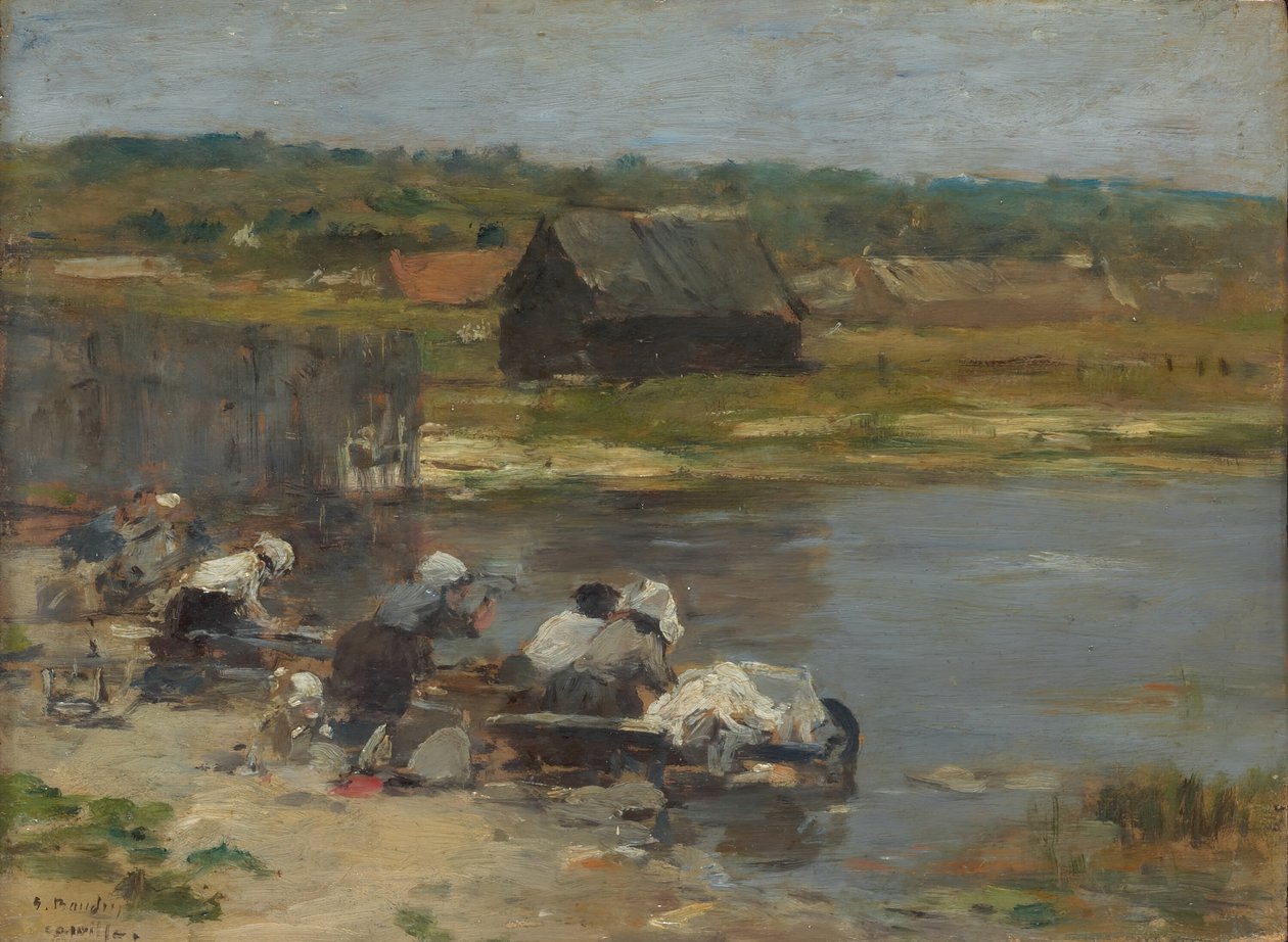 Umývačky na okraji rybníka, 188085. od Eugene Louis Boudin