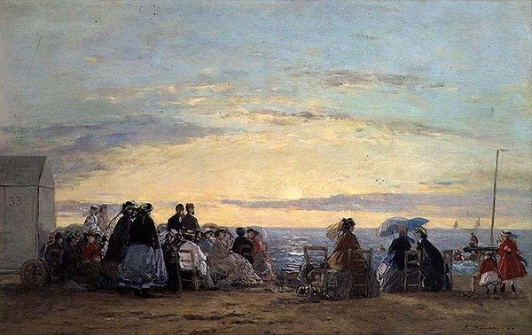 Pozorování západu slunce z pláže od Eugene Louis Boudin