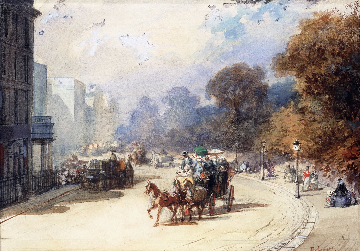Kočár v Hyde Park Corner, Londýn od Eugene Louis Lami
