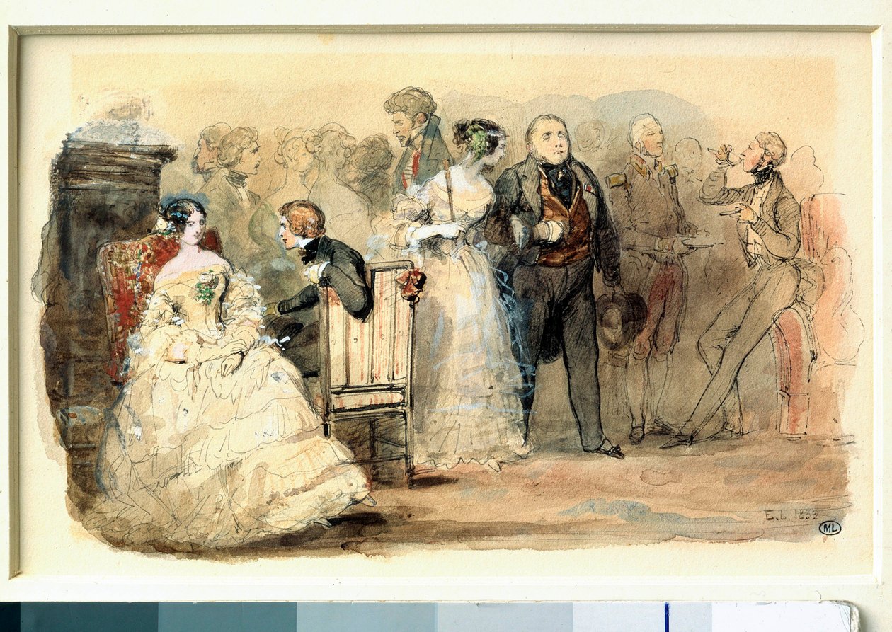 Recepce pod Louis Philippe Watercolor od Eugene Lami (1800-1890) od Eugene Louis Lami