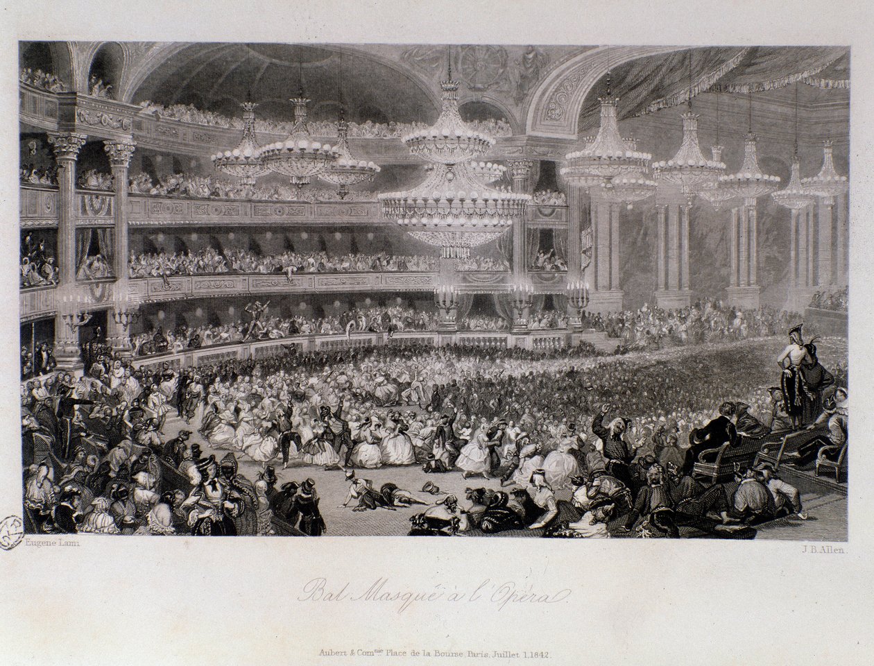 Plesová maska pořádaná v Opeře de Paris. Rytina Eugene Louis Lami (1800-1890) 1843 Soukromá sbírka od Eugene Louis Lami