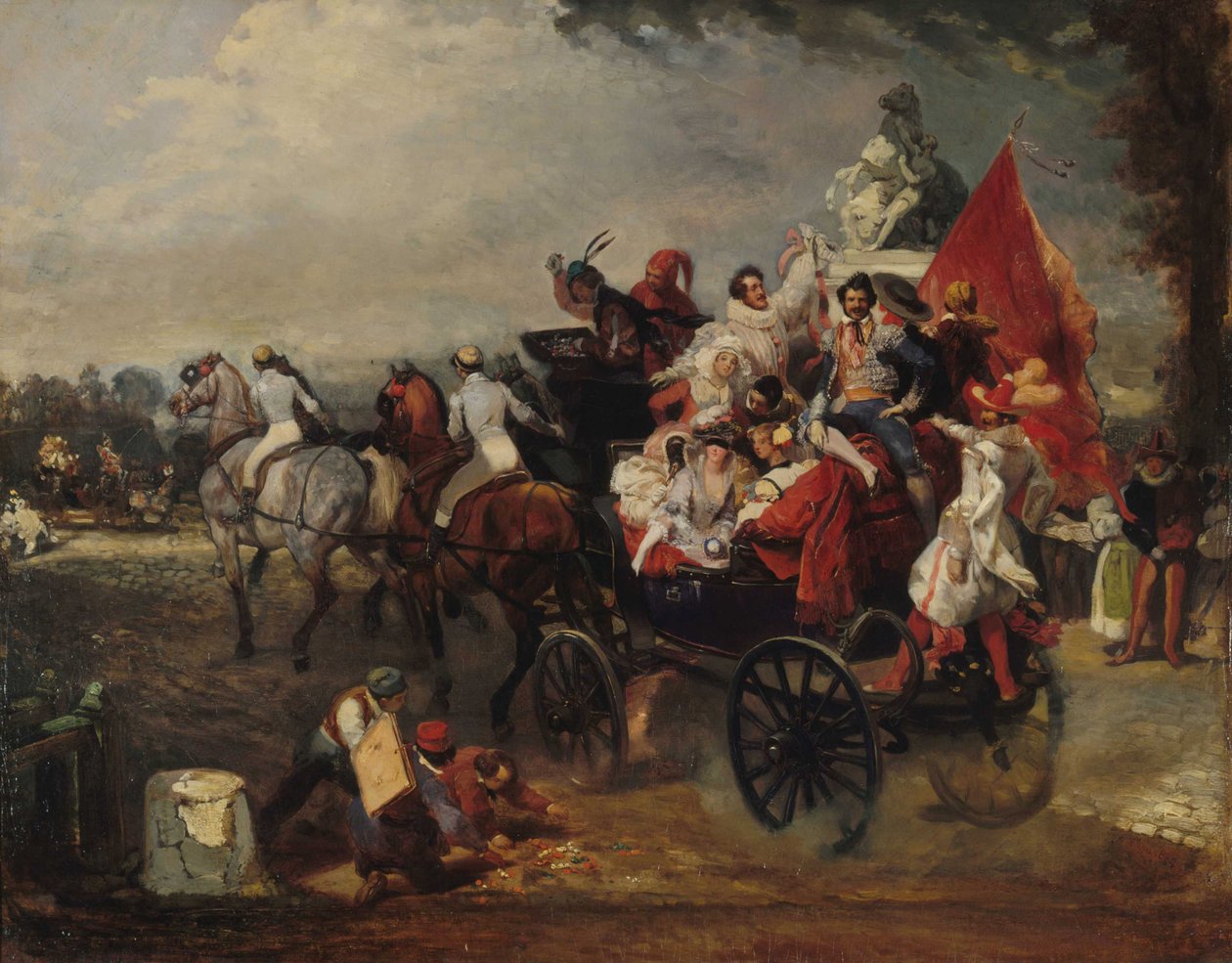 Karnevalová scéna, Place de la Concorde, 1834. od Eugene Louis Lami