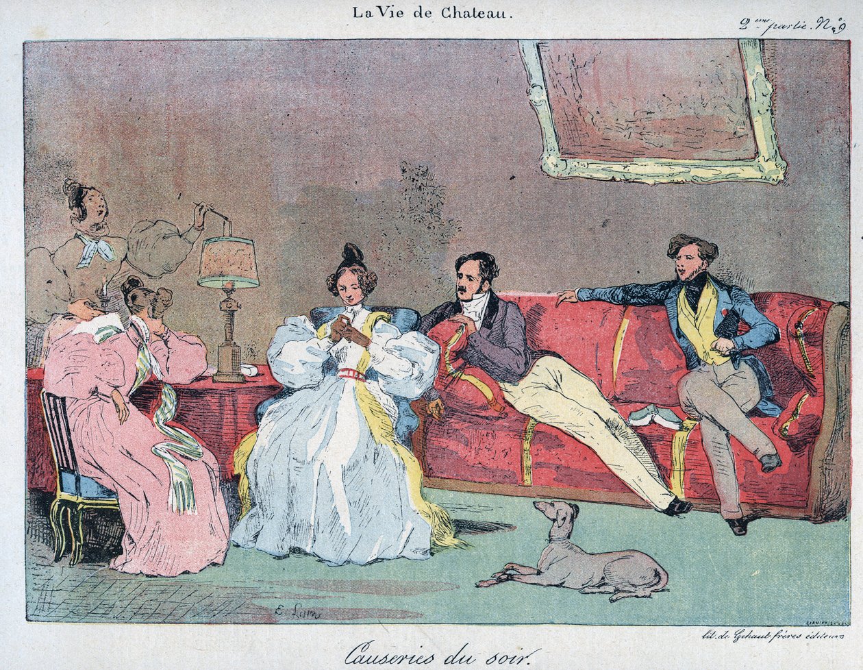 La Vie de chateau - Večerní rozhovory - Ilustrace Eugene Lami (1800-1890) V „“LE-RIRE““ z roku 1885 od Eugene Louis Lami