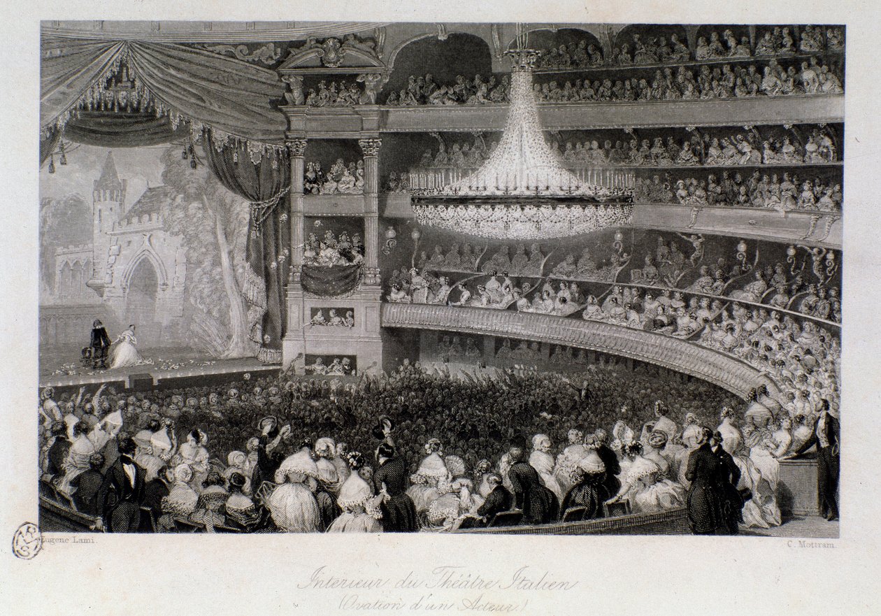 Ovace herce během představení v Theater des Italians v Paříži. Rytina Eugene Louis Lami (1800-1890) 1843 Soukromá sbírka od Eugene Louis Lami