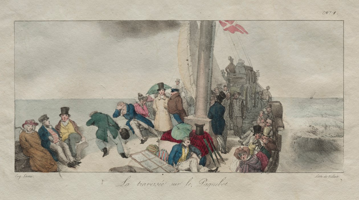 Suvenirs of London: Crossing on the Packet Boat, 1826. od Eugene Louis Lami