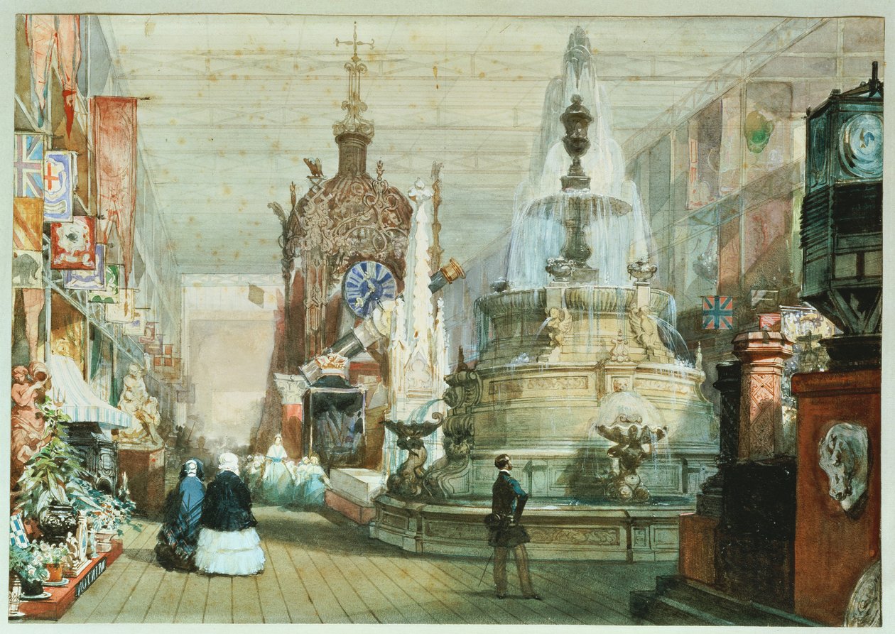Britský stánek na velké výstavě konané v Crystal Palace, se stánkem Minton vpravo, 1851 od Eugene Louis Lami