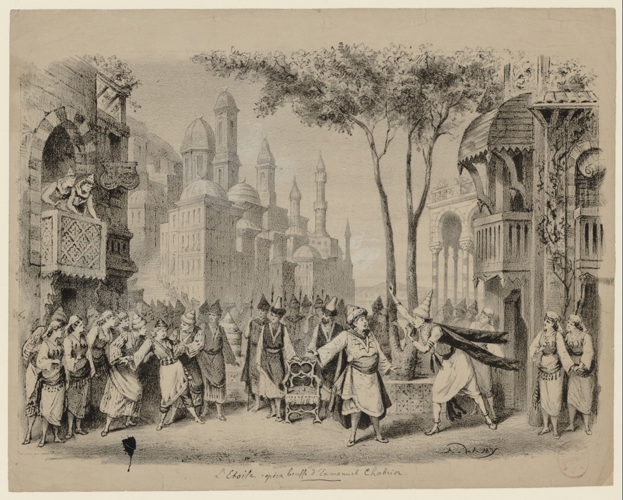 Opera Létoile od Emmanuela Chabriera v Théâtre des Bouffes-Parisiens, 1877 od Eugene Louis Lami