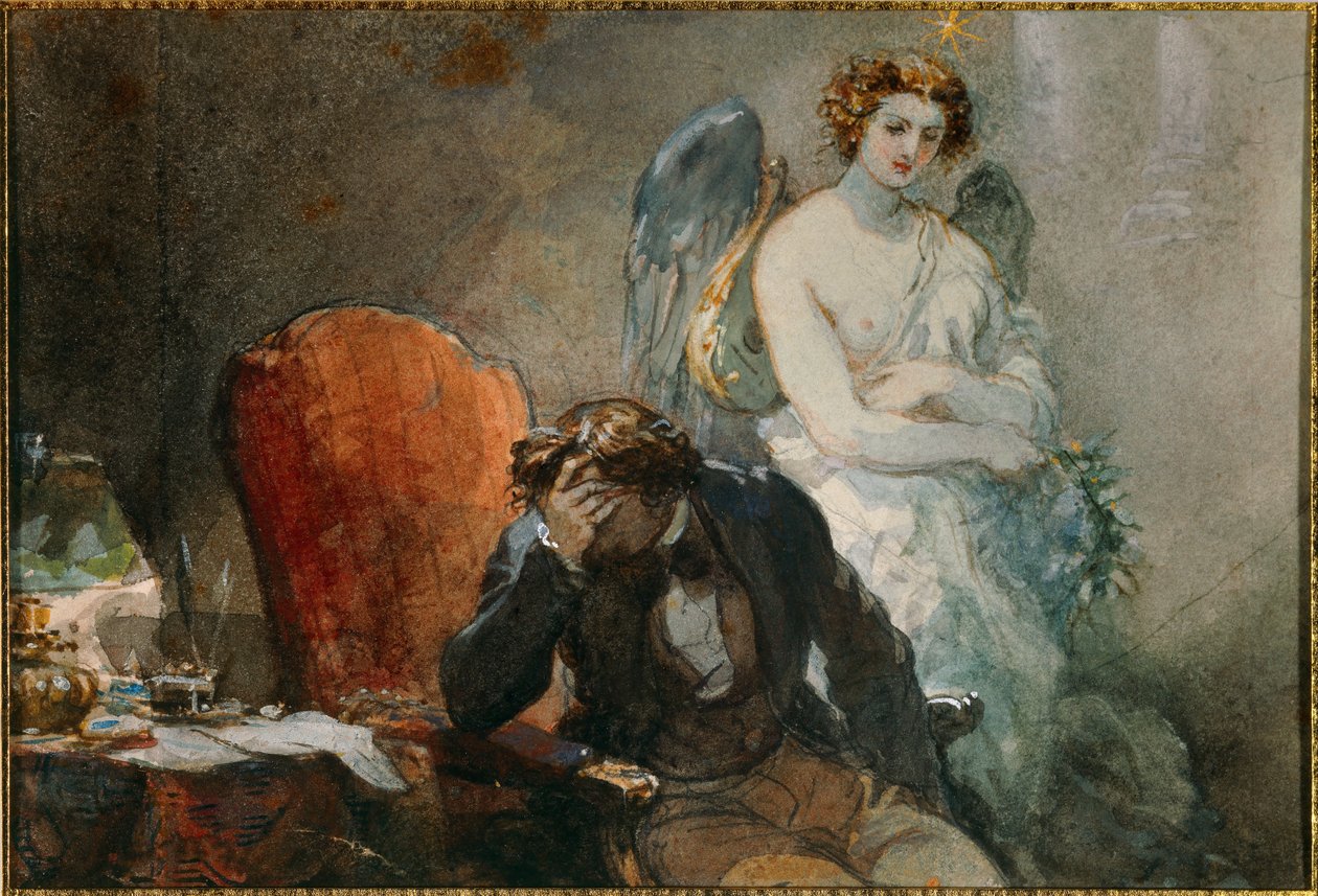 Říjnová noc Ilustrace děl Alfreda de Musseta (1810-1857). Akvarel od Eugene Louis lami (1800-1890) 19. století Sun. 0,1x0,14 m Malmaison, musee du chateau od Eugene Louis Lami