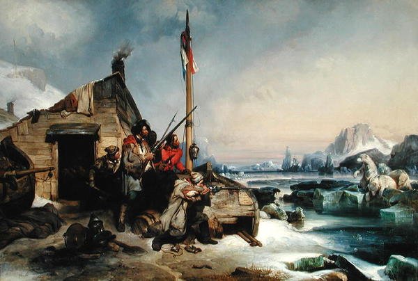 Přezimování týmu holandských námořníků na východním pobřeží Novaya Zemlya, 1839 od Eugene Modeste Edmond Lepoittevin