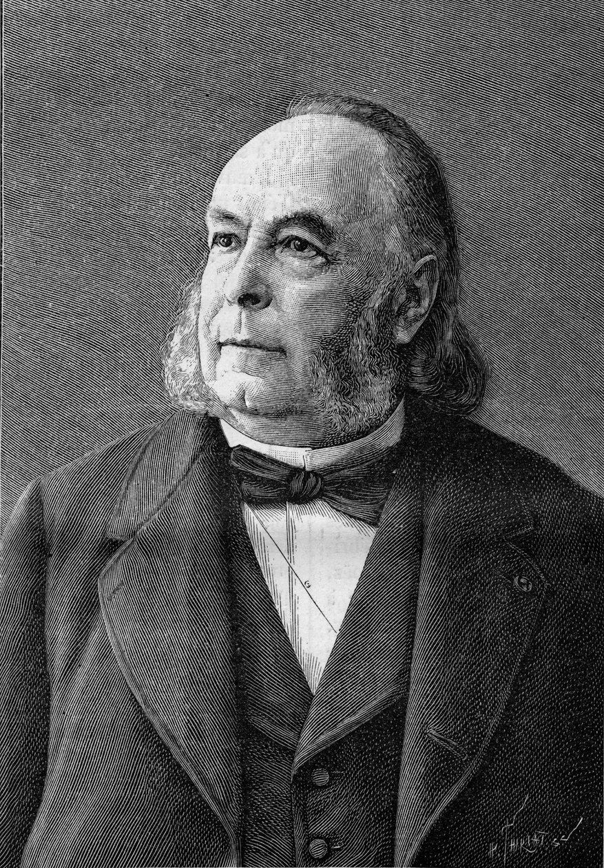 Portrét Edmonda Fremyho (1814-1894), francouzského chemika (z fotografie Eug. Pirou). Gravírování v „“Přírodě: přehled věd a jejich aplikací v umění a průmyslu““ z 10. února od Eugene Pirou