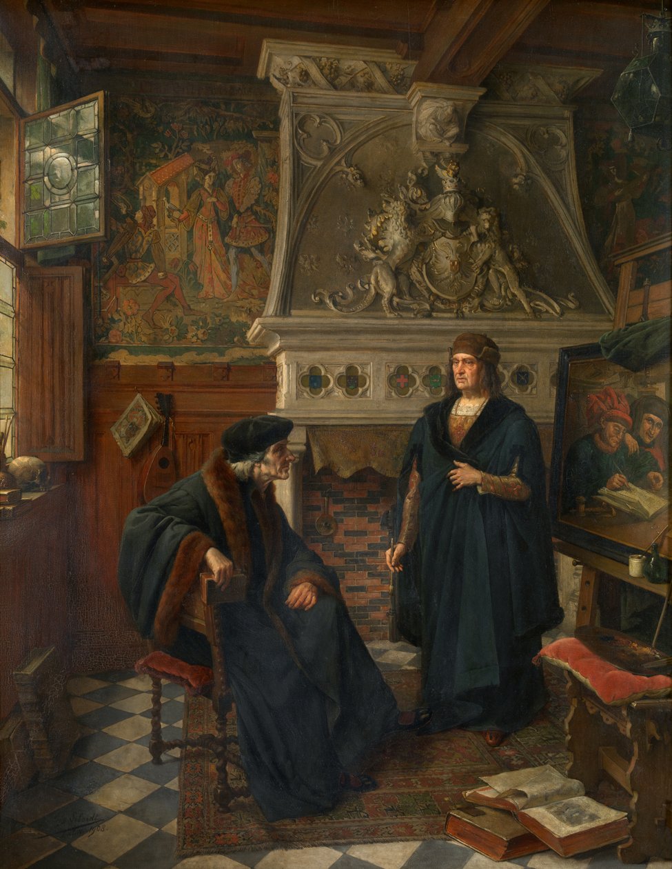 Erasmus a Quentin Matsys (olej na plátně) od Eugene Siberdt