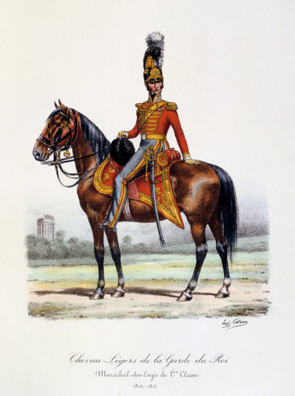 Lehcí koně královské gardy, Maréchal-des-Logis de 1er Classe, 1814-15 od Eugene Titeux