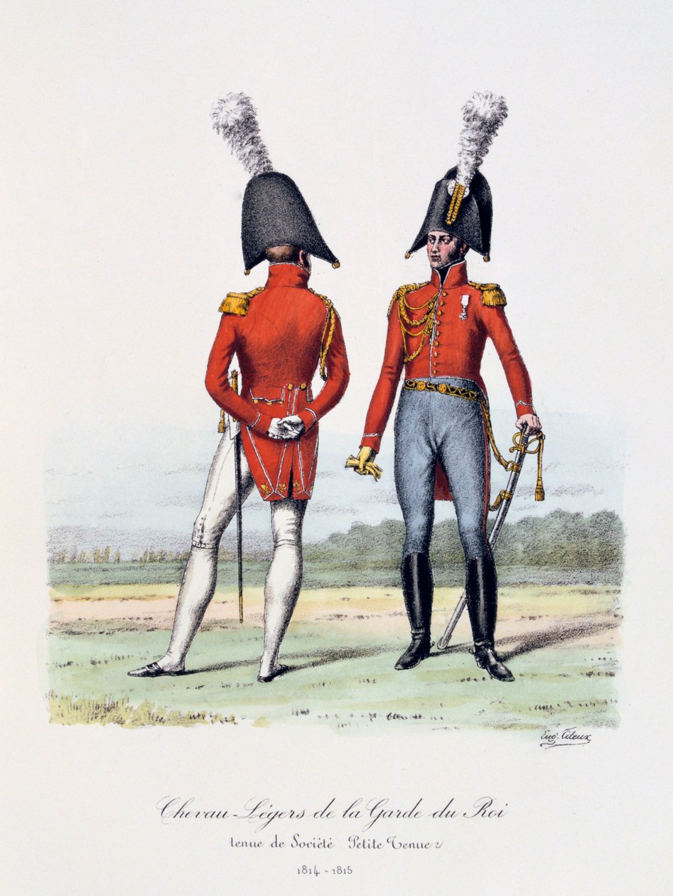 Lehcí koně královské gardy, Společenské šaty a svlékání, 1814-15 od Eugene Titeux