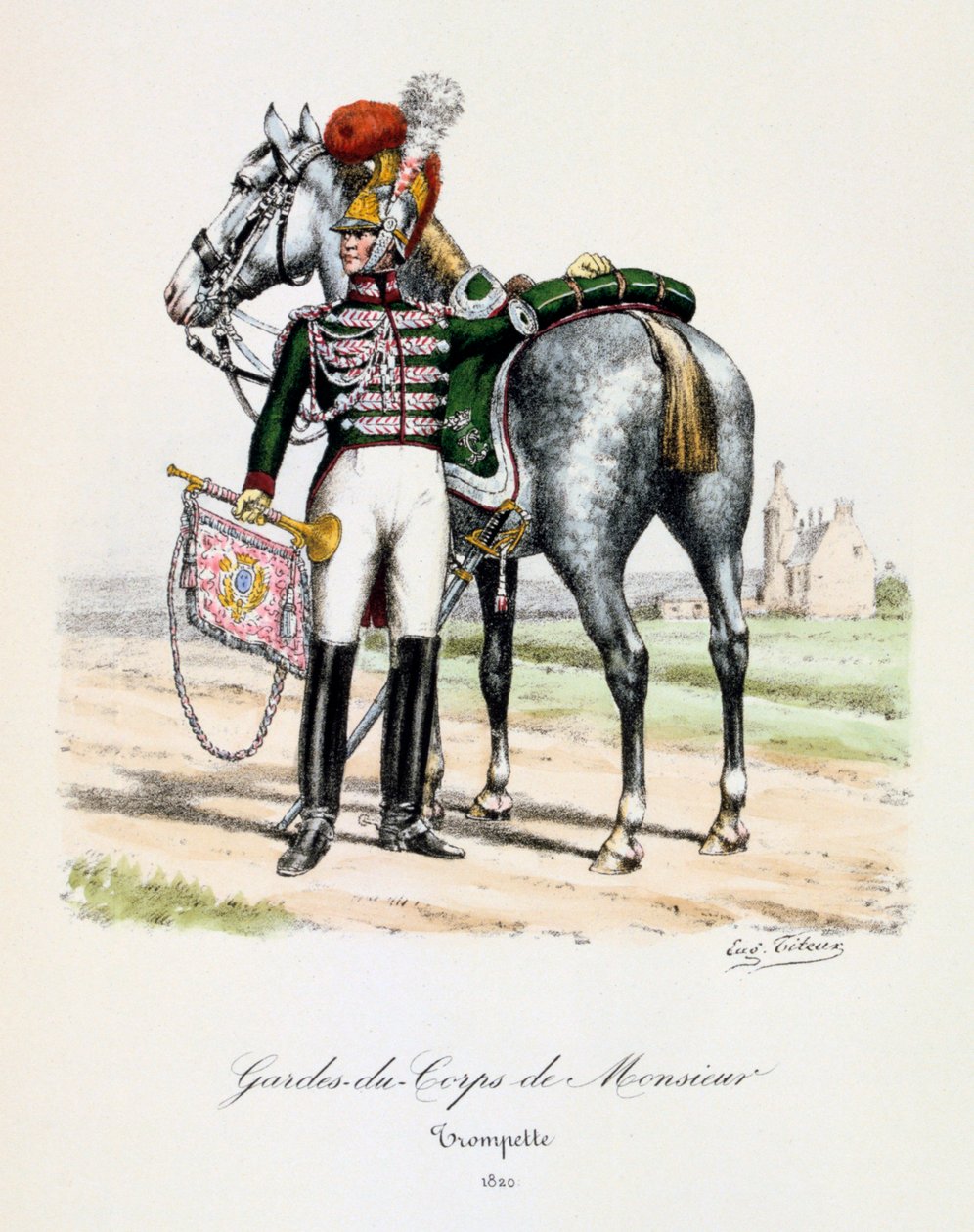 Bodyguards of Monsieur, Trumpeter, 1820 od Eugene Titeux
