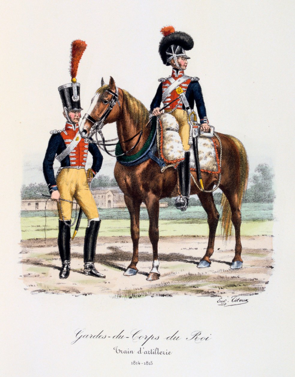 Královi osobní strážci, dělostřelecký vlak, 1814-15 od Eugene Titeux