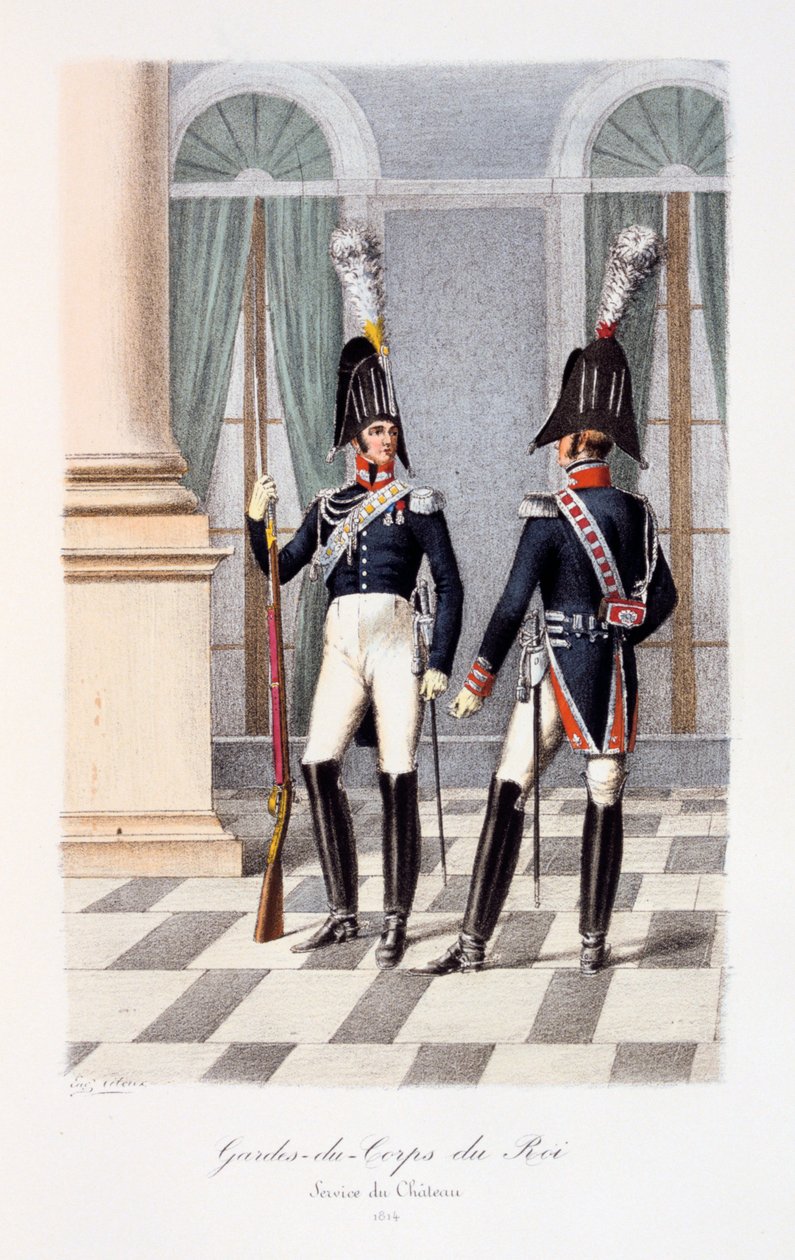 Královi osobní strážci, zámecká služba, 1814 od Eugene Titeux