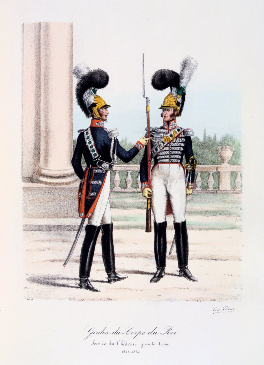 Gardes-du-Corps de Roi, Service de Chateau, celé šaty, 1820-30 od Eugene Titeux