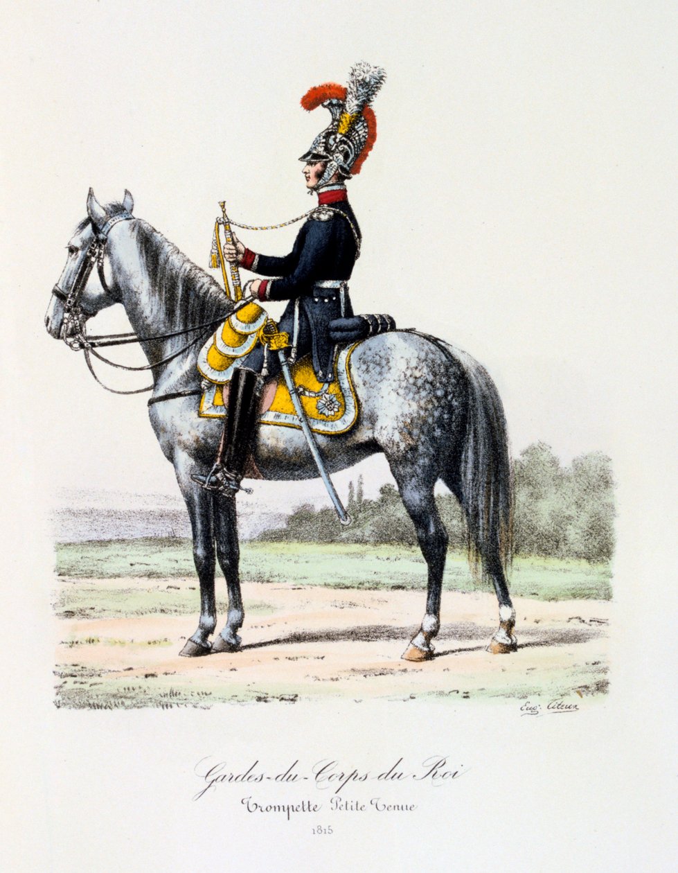 Gardes-du-Corps de Roi, svlékání trubače, 1815 od Eugene Titeux