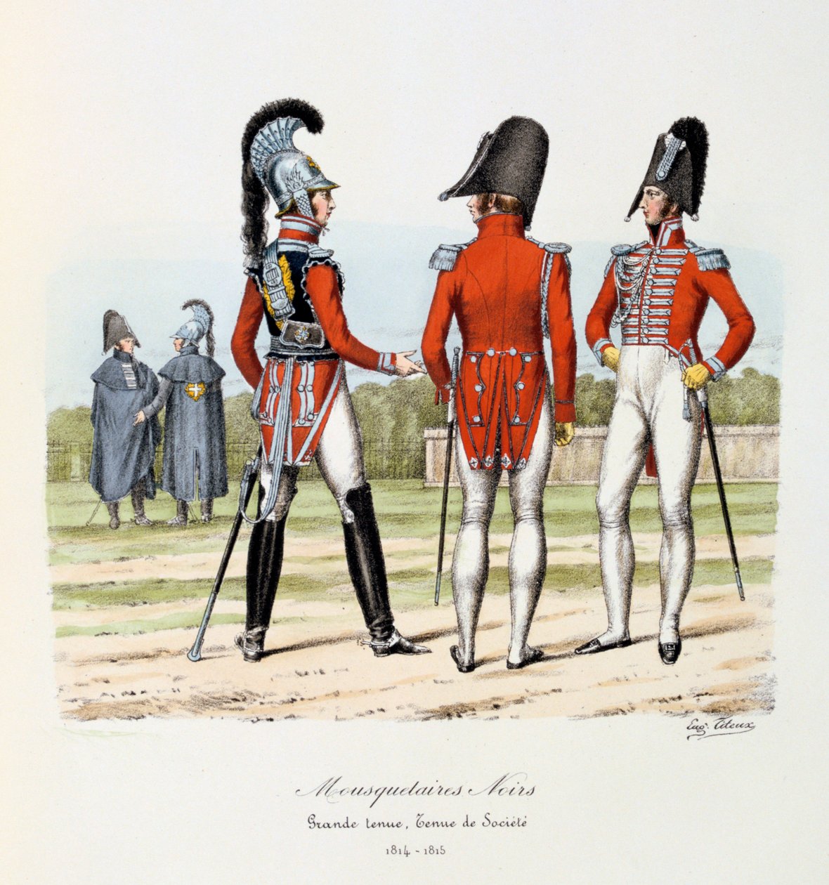 Černí mušketýři, plné šaty a společenské šaty, 1814-15 od Eugene Titeux