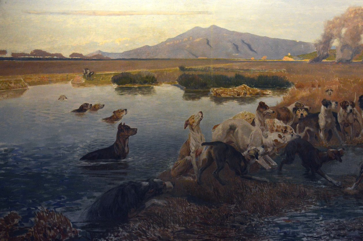 Lov divokých prasat v Burano Marshes (detail 2) od Eugenio Cecconi