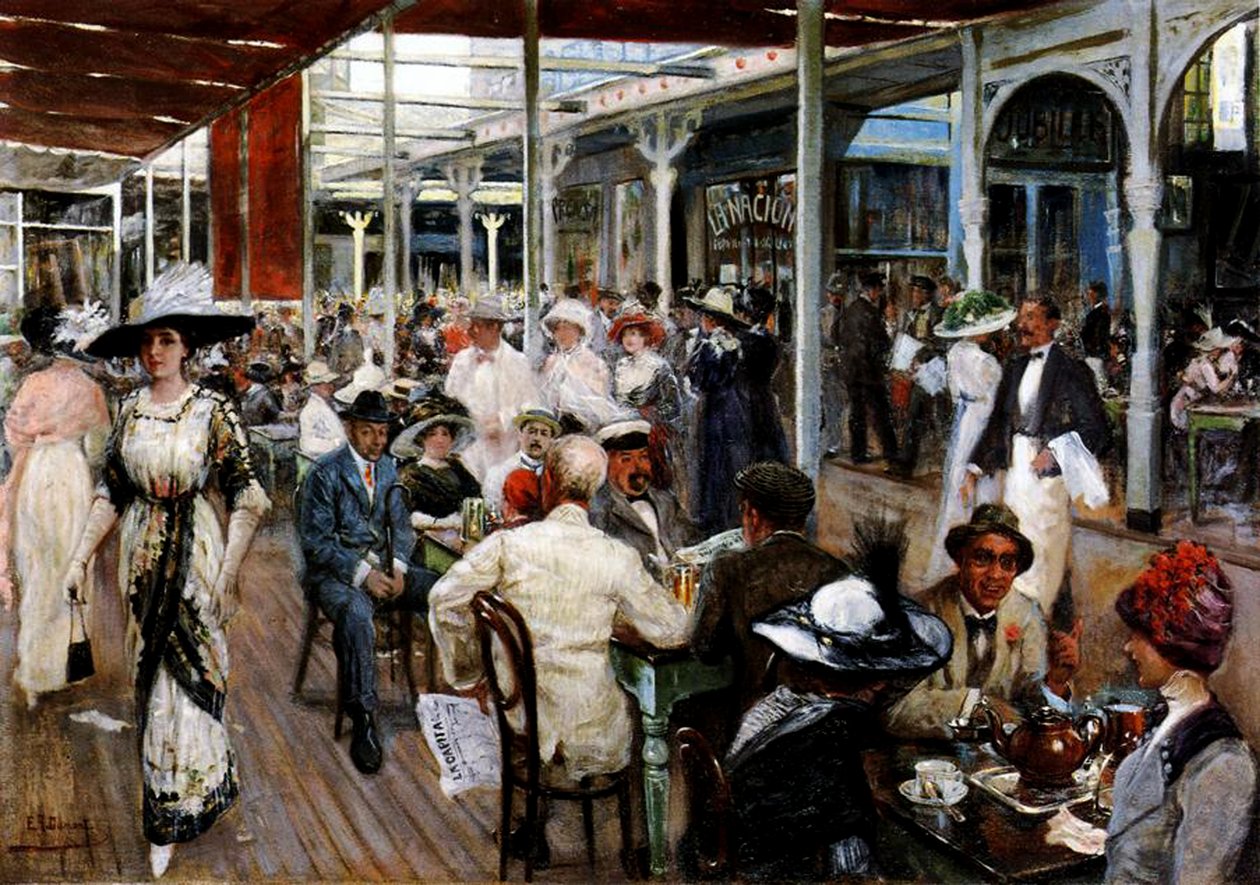 Terasa kavárny, Mar del Plata, Argentina, 1912 od Eugenio Alvarez Dumont