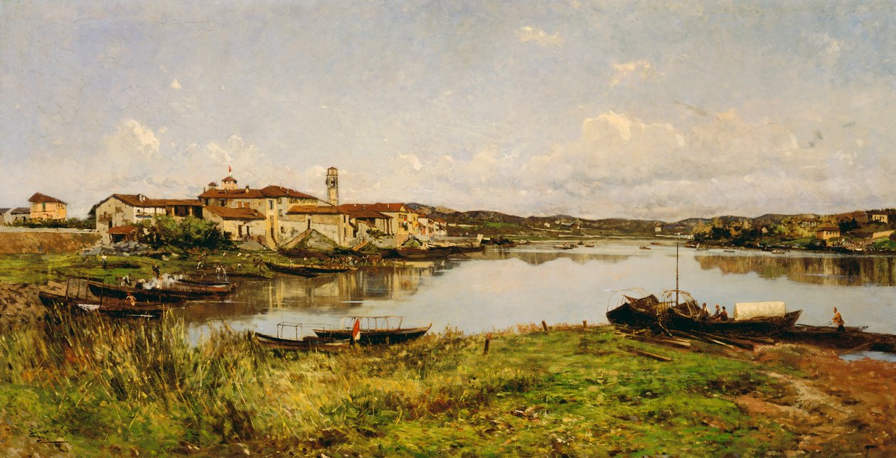 Pohled na Sesto Circalende, kolem roku 1885 (olej na plátně) od Eugenio Gignous