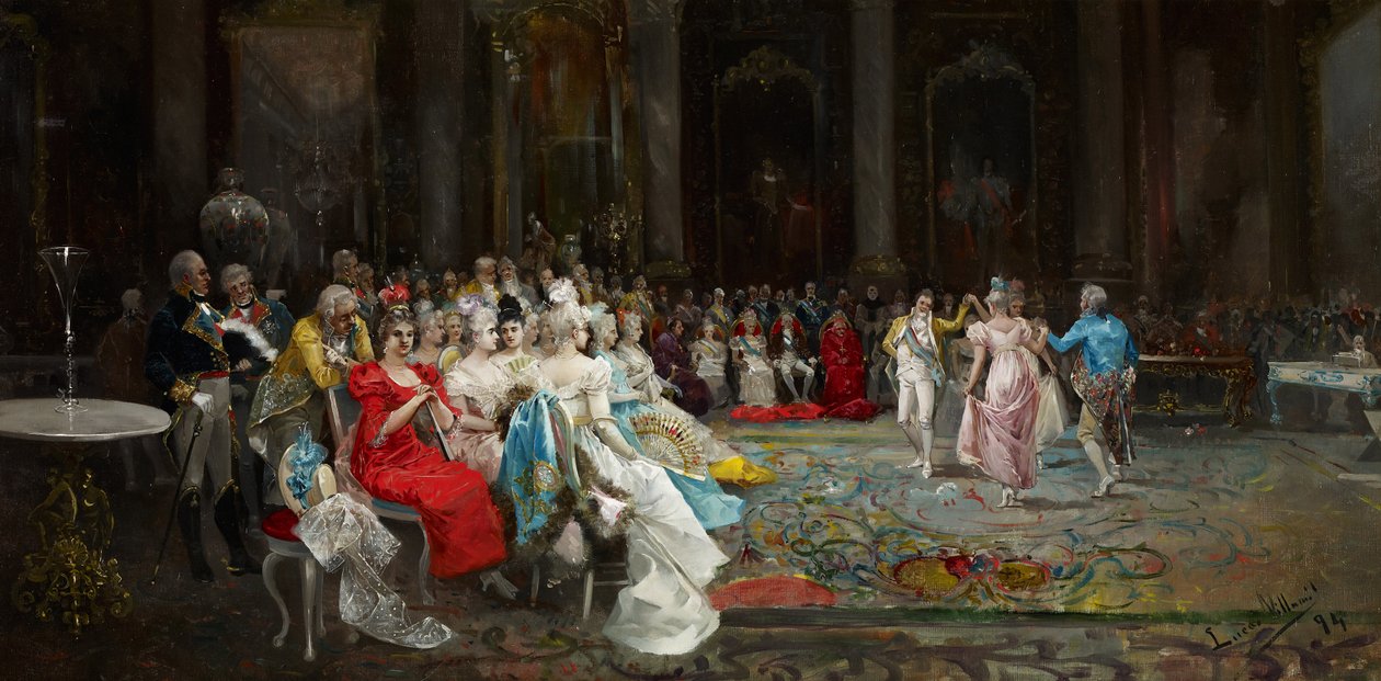 Tanec v paláci - Lucas Villaamil, Eugenio (1858-1919) - 1894 - Olej na plátně - 55x110 - Museo Carmen Thyssen, Malaga od Eugenio Lucas Villaamil