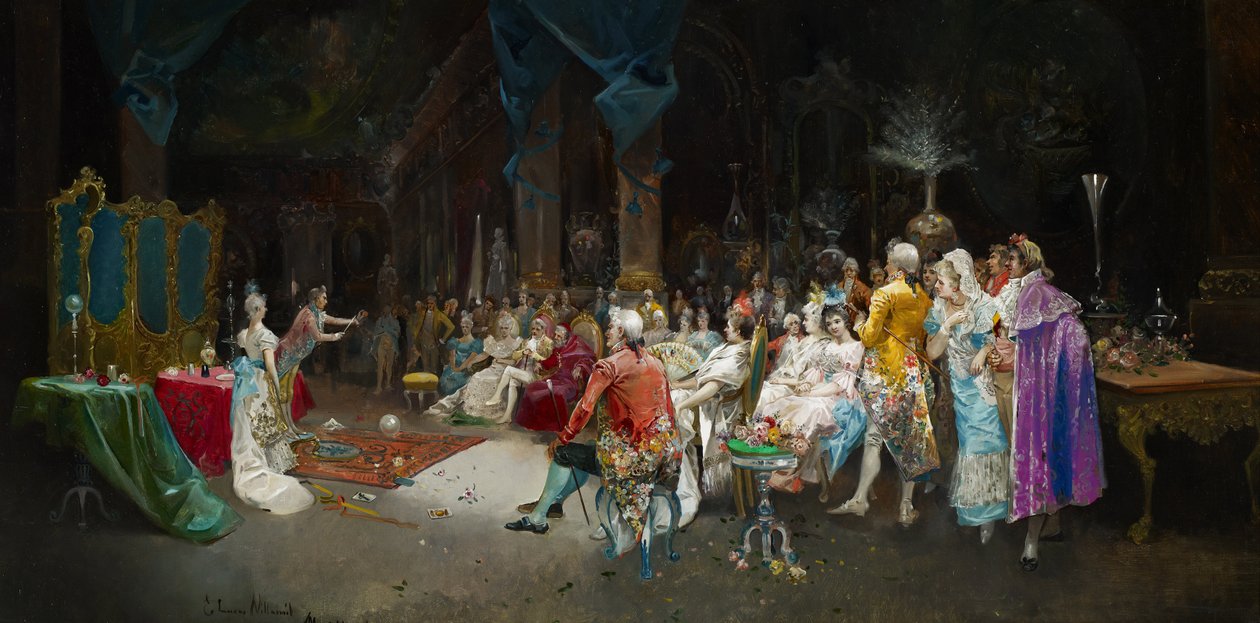 Kouzelník v paláci - Lucas Villaamil, Eugenio (1858-1919) - 1894 - Olej na plátně - 55x110 - Museo Carmen Thyssen, Malaga od Eugenio Lucas Villaamil