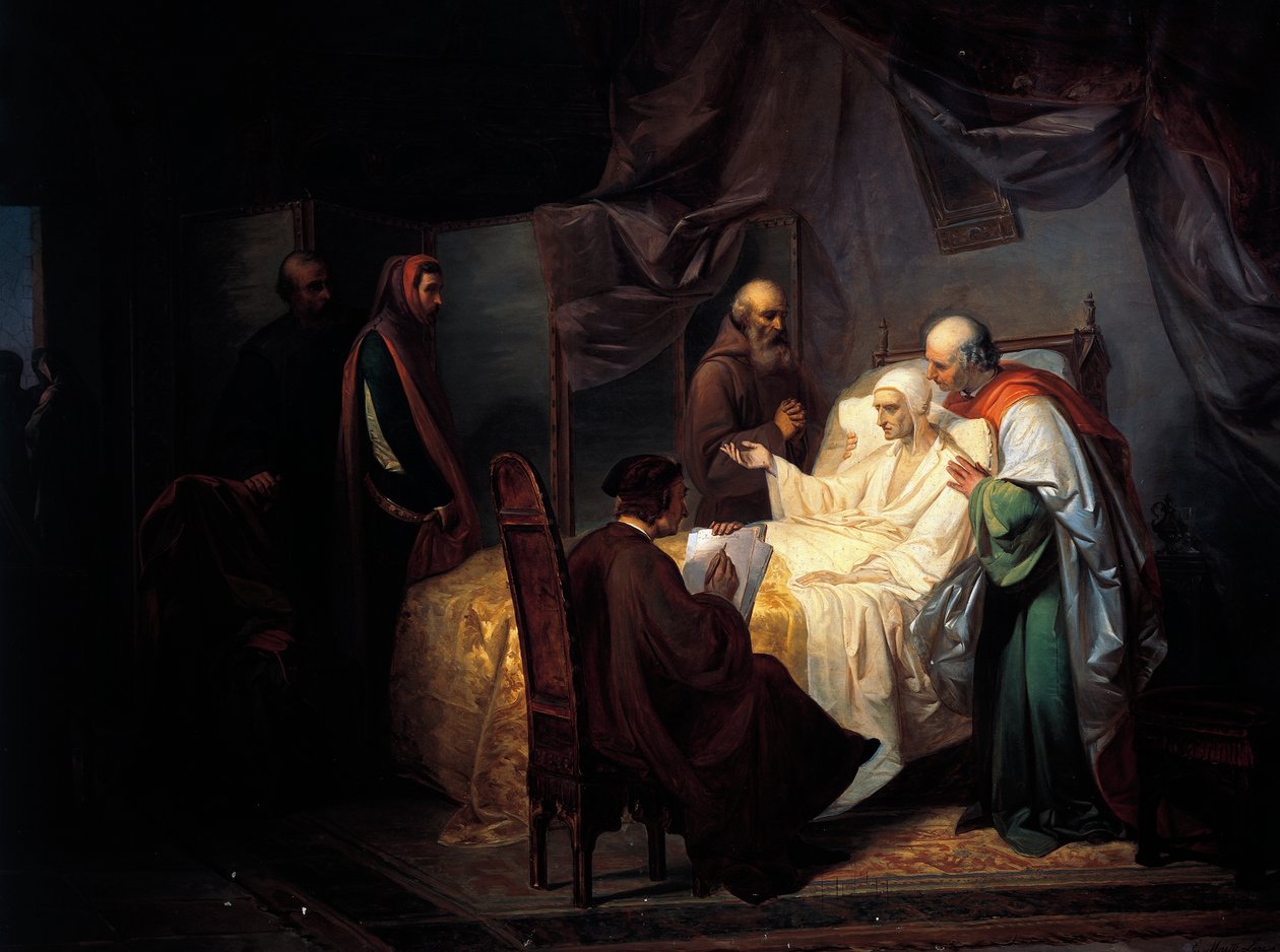Dante Alighieri (1265-1321) na smrtelné posteli od Eugenio Moretti Larese