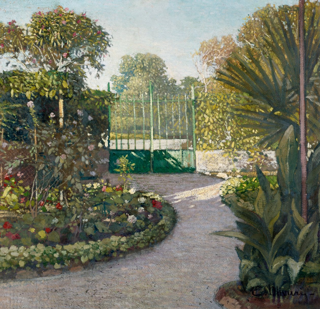 Zahrada, obraz Eugenio Olivari (1882-1917), olej na kartonu, 69x72 cm od Eugenio Olivari