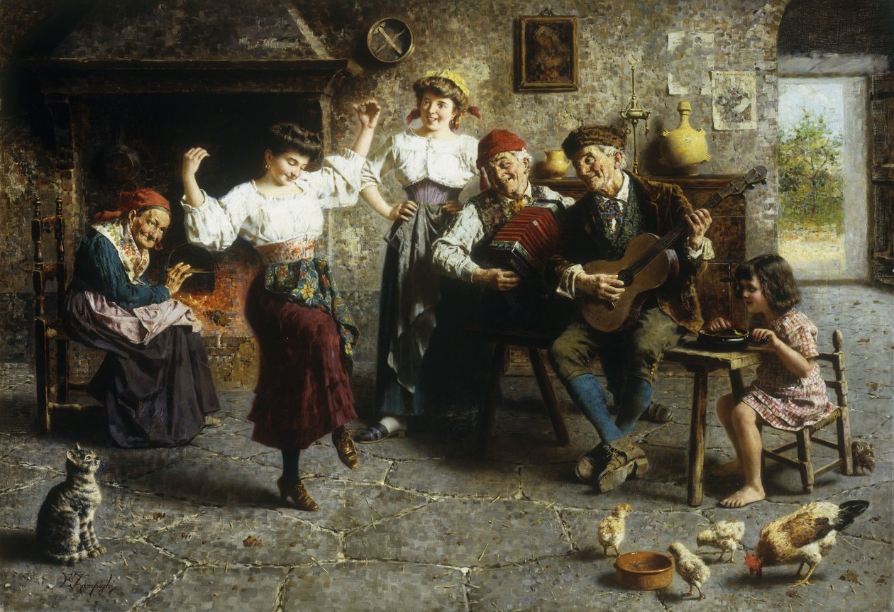 Jemný krok (olej na plátně) od Eugenio Zampighi