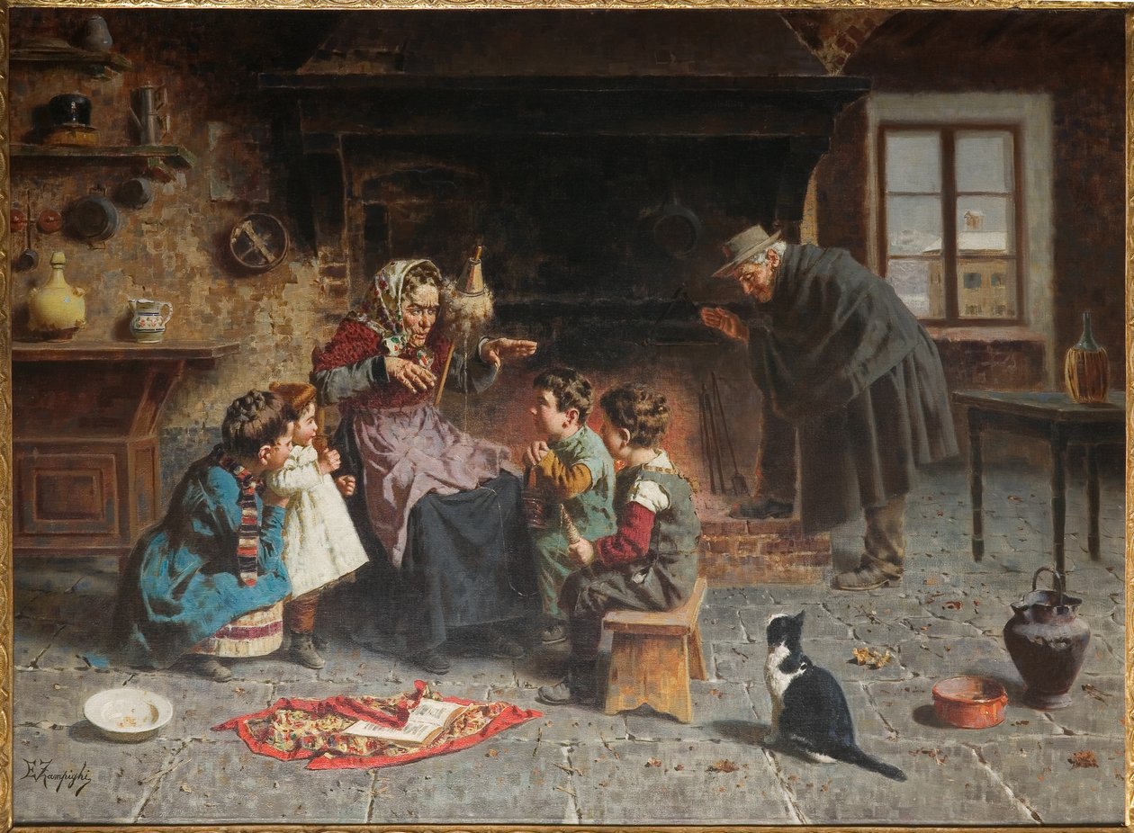 U babičky (olej na plátně) od Eugenio Zampighi