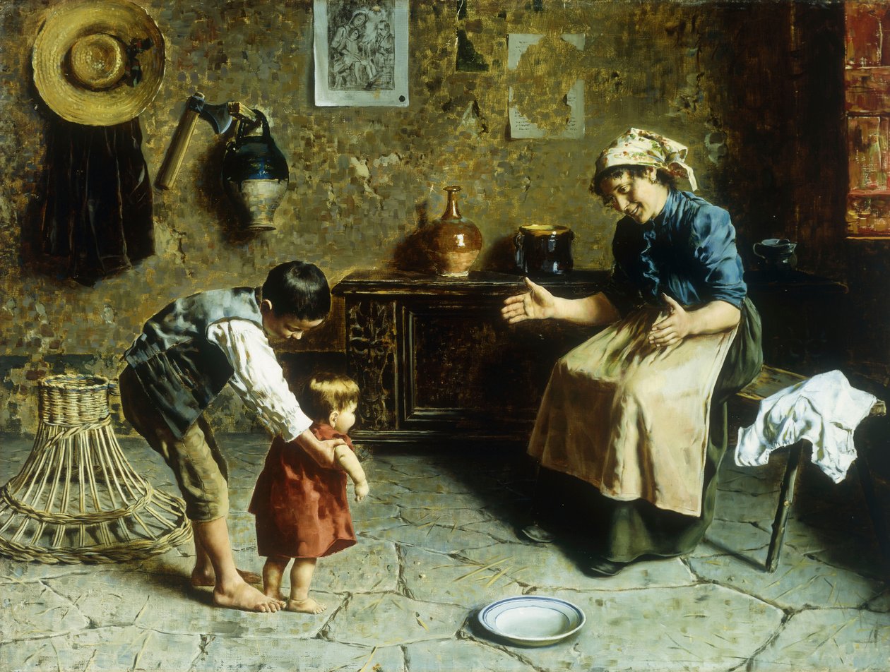 První kroky (olej na plátně) od Eugenio Zampighi