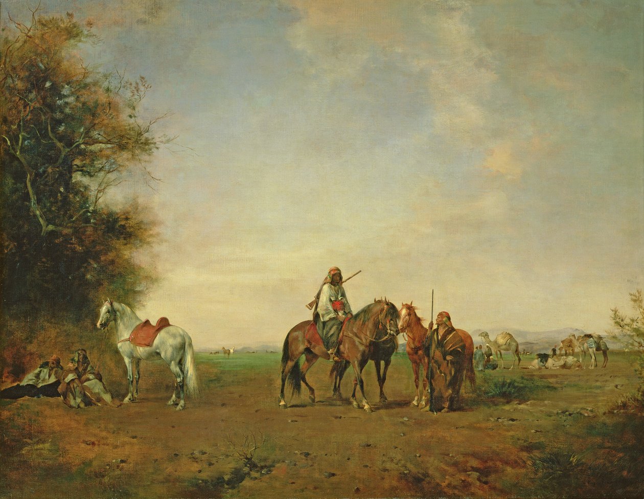 Místo odpočinku arabských jezdců na pláni, 1870 od Eugène Fromentin