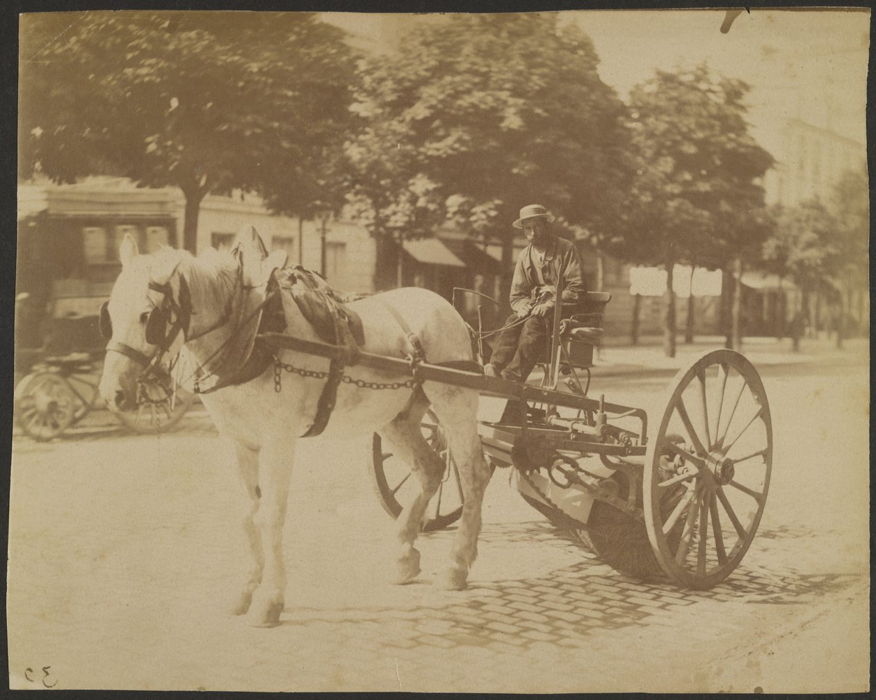 [Zametací vůz tažený koňmi] od Eugène Atget