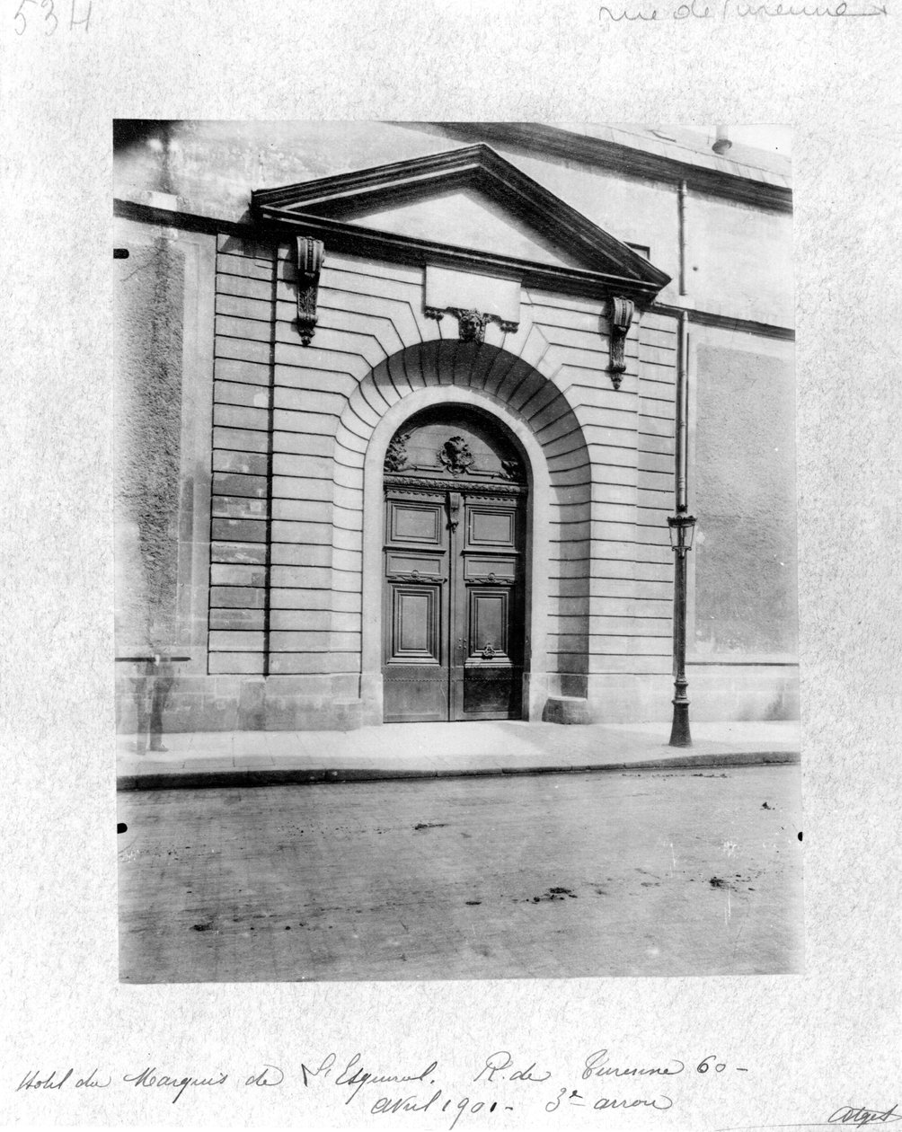 Hotel du Grand Veneur v Paříži, 60 rue de Turenne, 1901 od Eugène Atget