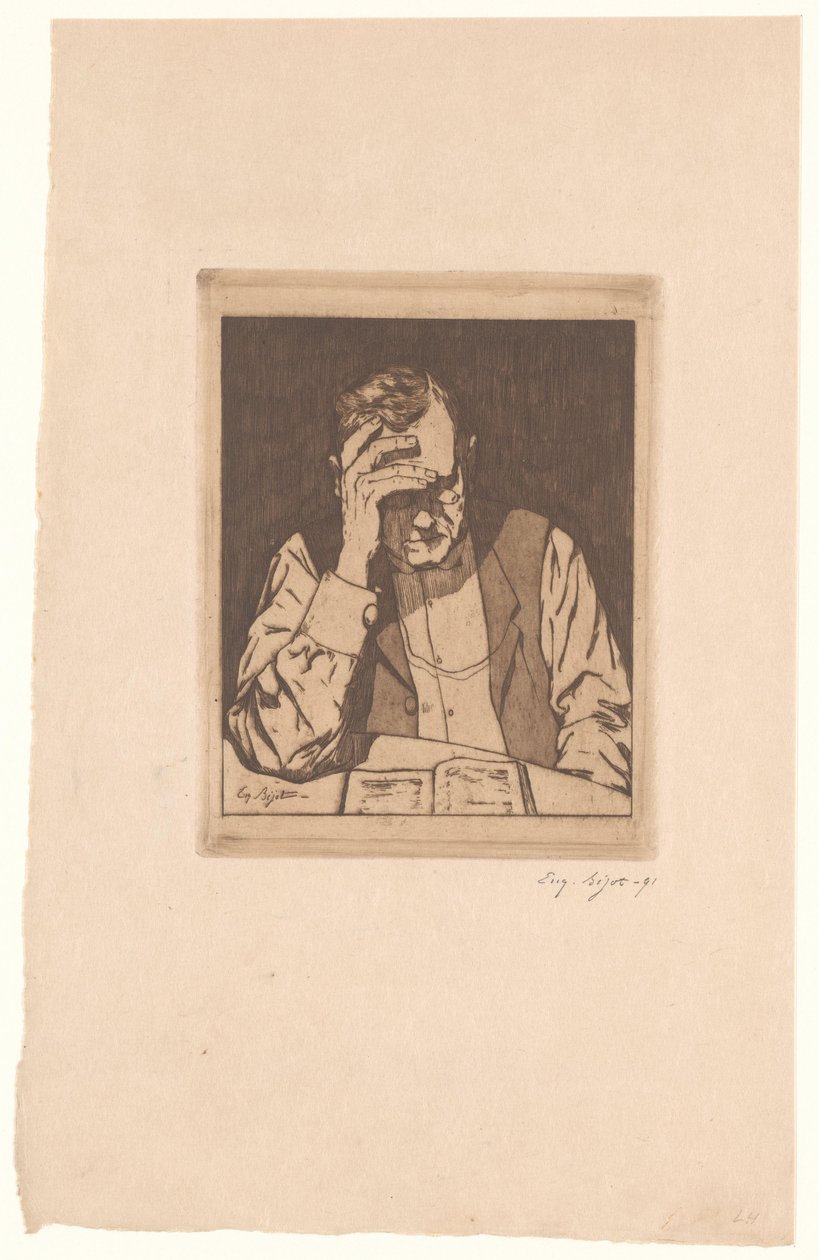 čtoucí muž od Eugène Bejot (signed by artist)