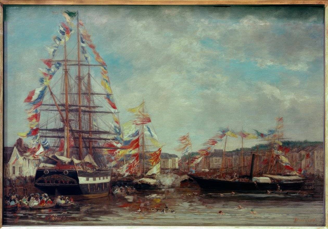 Festival v přístavu Honfleur od Eugene Louis Boudin