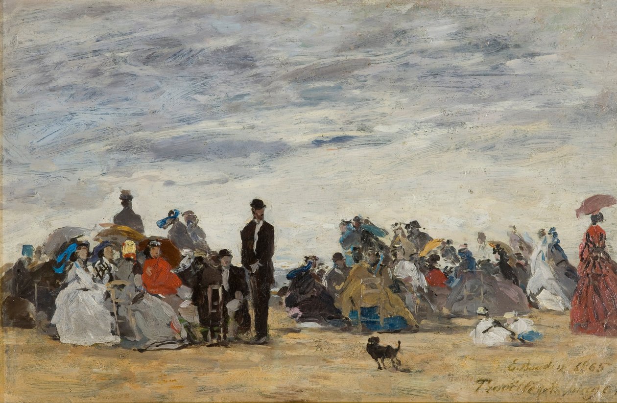 Pláž v Trouville od Eugene Louis Boudin