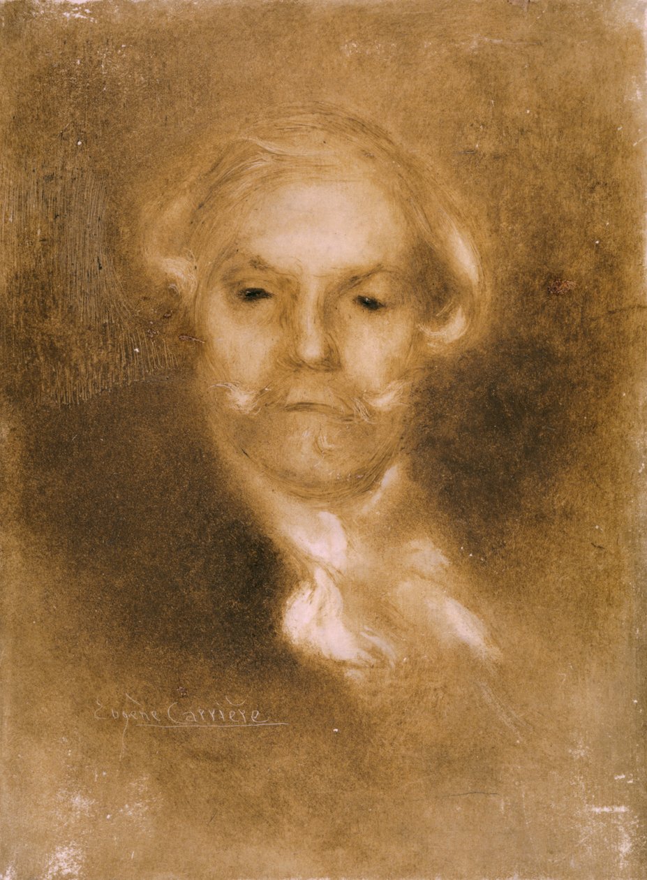 Portrét Edmonda de Goncourt (1822-96) z Germinie Lacerteux od Edmonda a Julese (1830-70) vydaný kolem roku 1890 (leptané, wc na pergamenu) od Eugène Carrière
