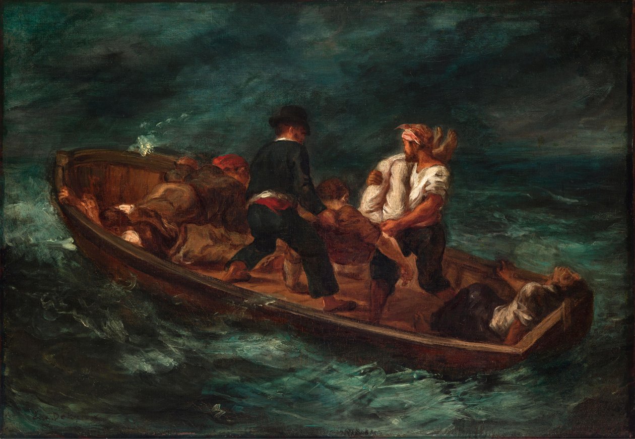 Po ztroskotání (Burg Dona Juana - mrtvé tělo hozené do moře) od Eugène Delacroix