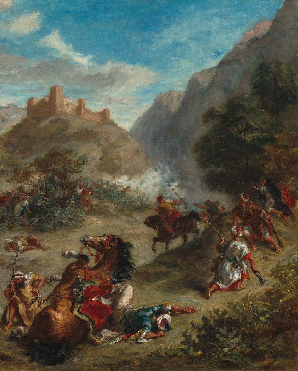 Arabové potyčky v horách od Eugène Delacroix