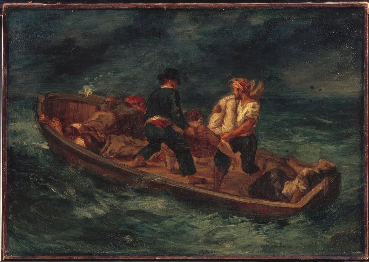 Loď s trosečníky od Ferdinand Victor Eugene Delacroix