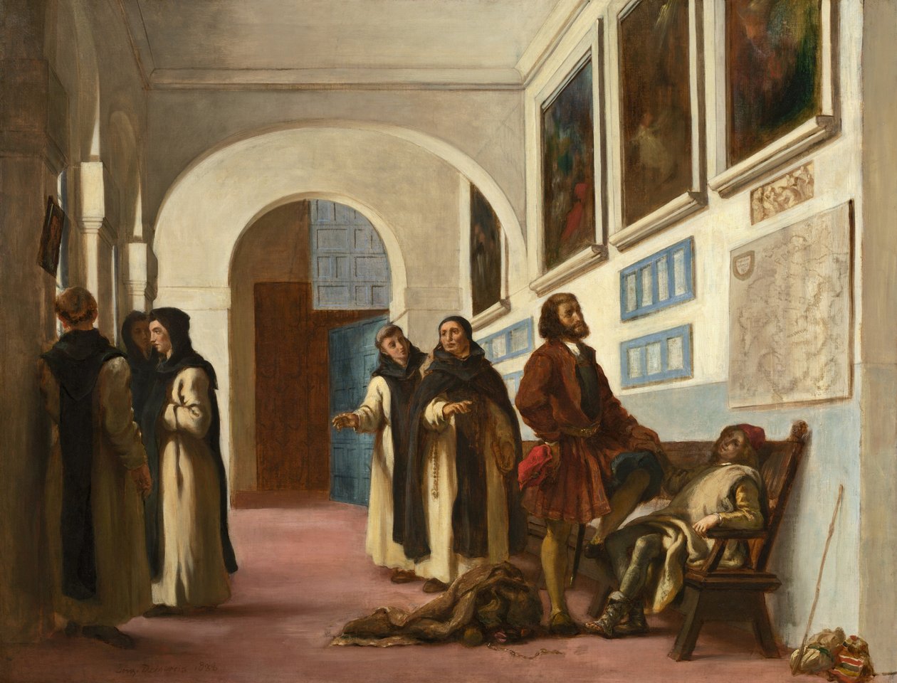 Kryštof Kolumbus a jeho synové v The Rabida od Eugène Delacroix