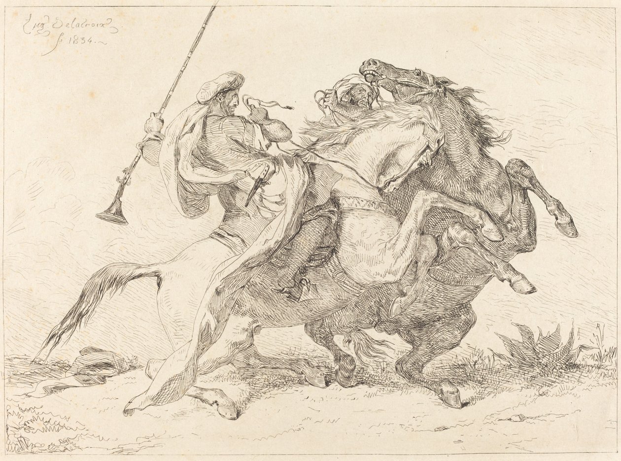 Setkání maurských jezdců (Rencontre de Cavaliers Maures) od Eugène Delacroix