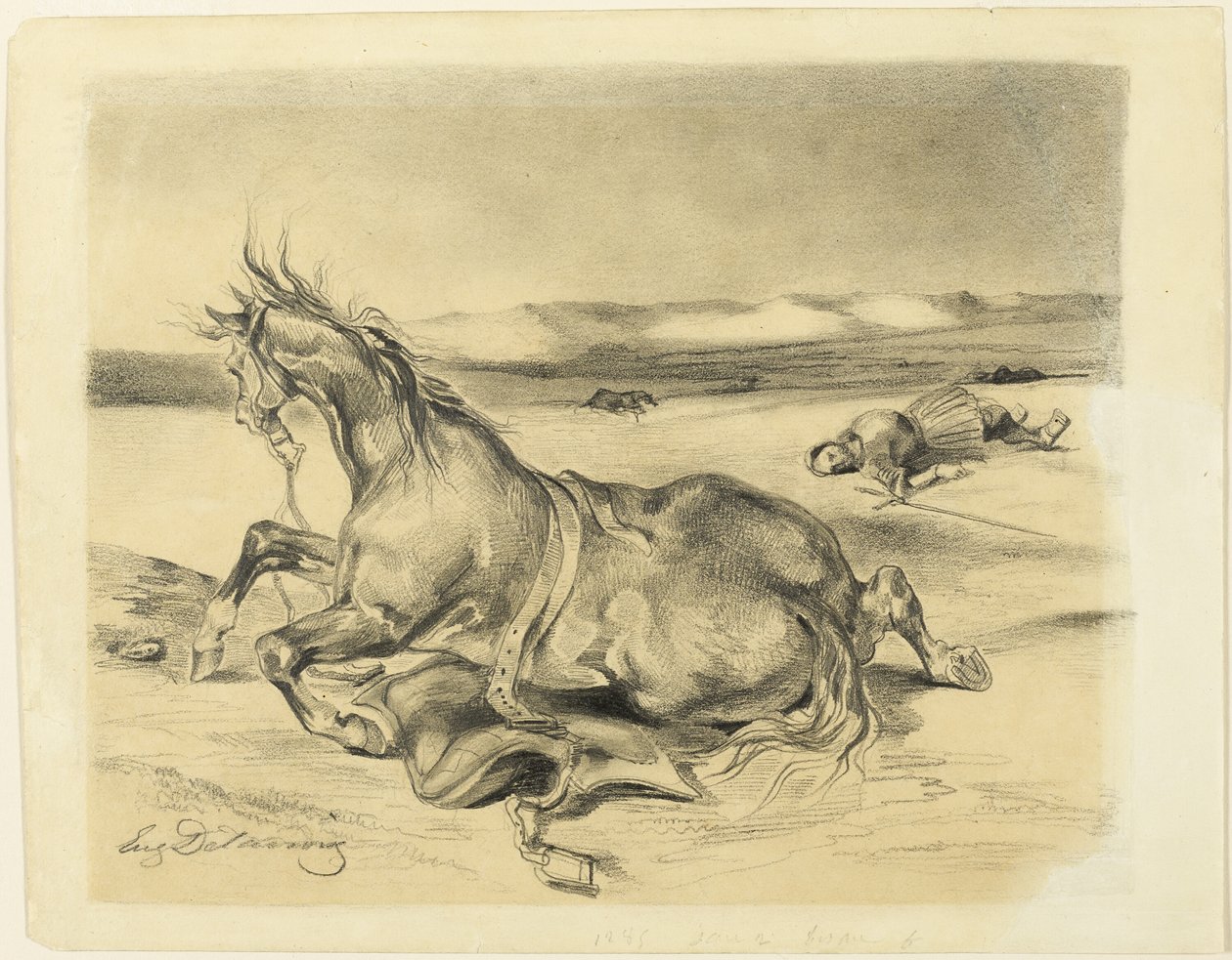 Padlý kůň a mrtvý rytíř od Eugène Delacroix
