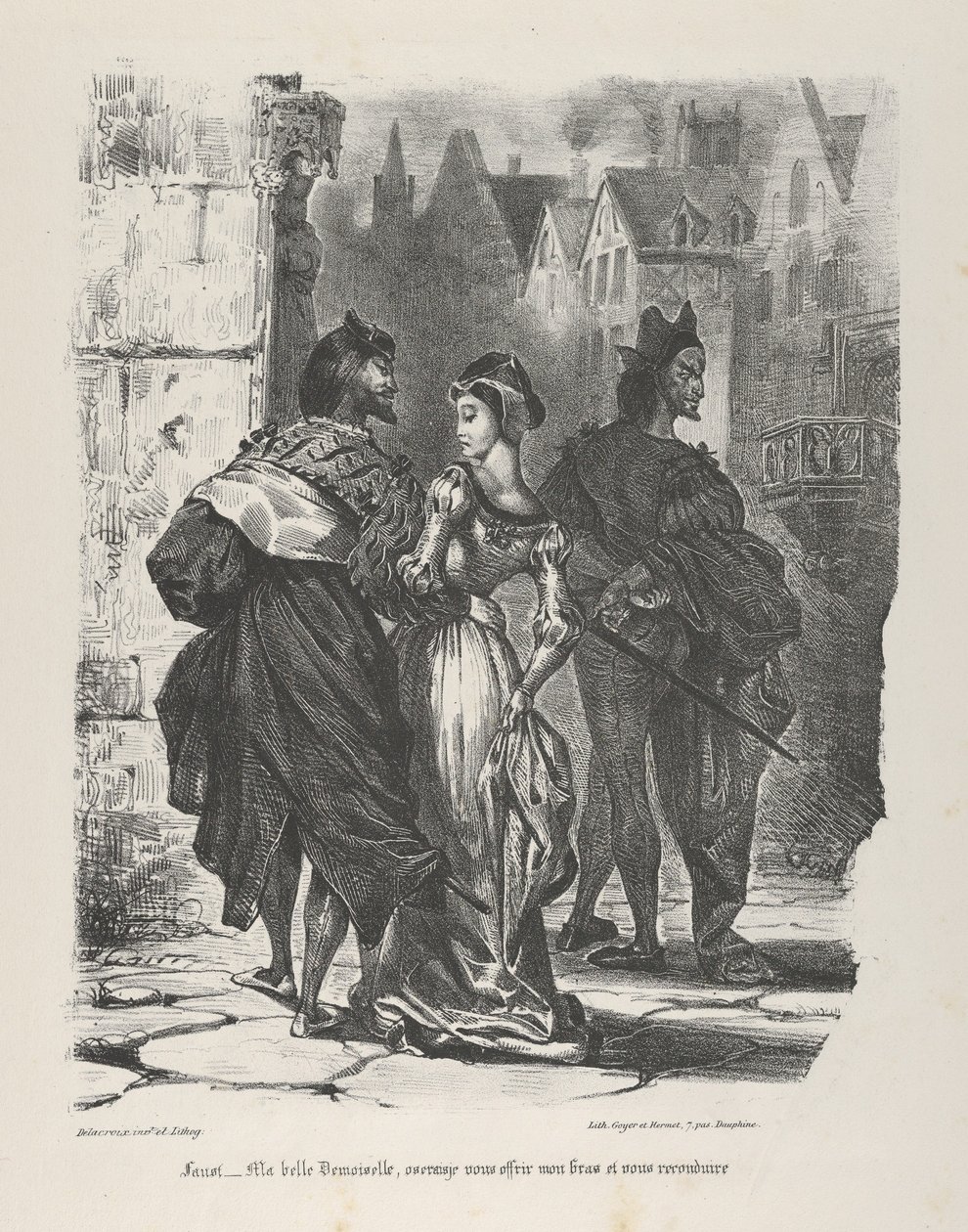 Faust se snaží svést Markétu Goethovou, Faust, 1825-27., 1825-27. od Eugène Delacroix