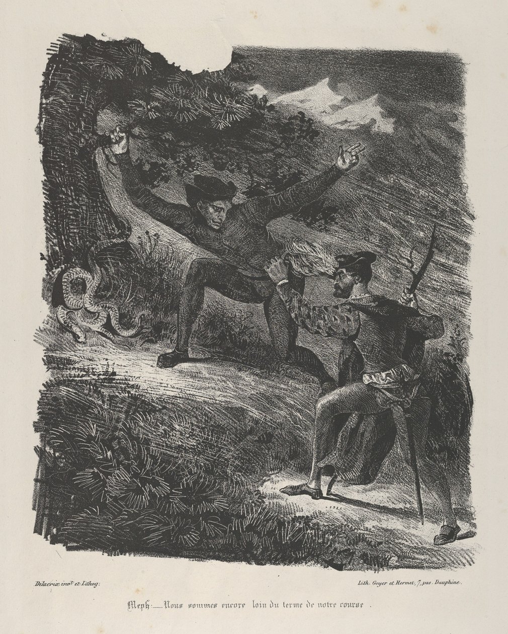 Faust a Mefistofeles v pohoří Hartz Goethe, Faust, 1825-27., 1825-27. od Eugène Delacroix