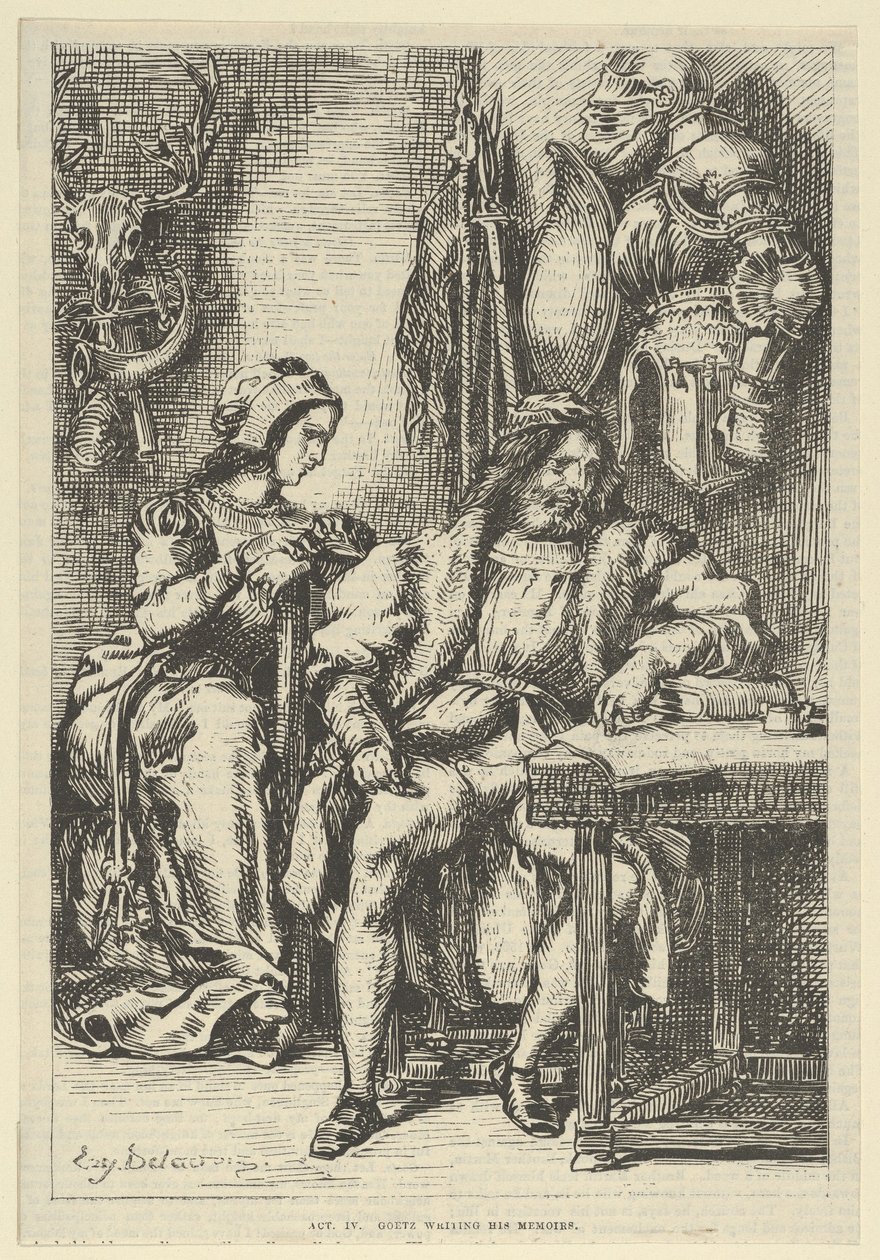 Goetz von Berlichingen psal své paměti, po roce 1845, po roce 1845. od Eugène Delacroix